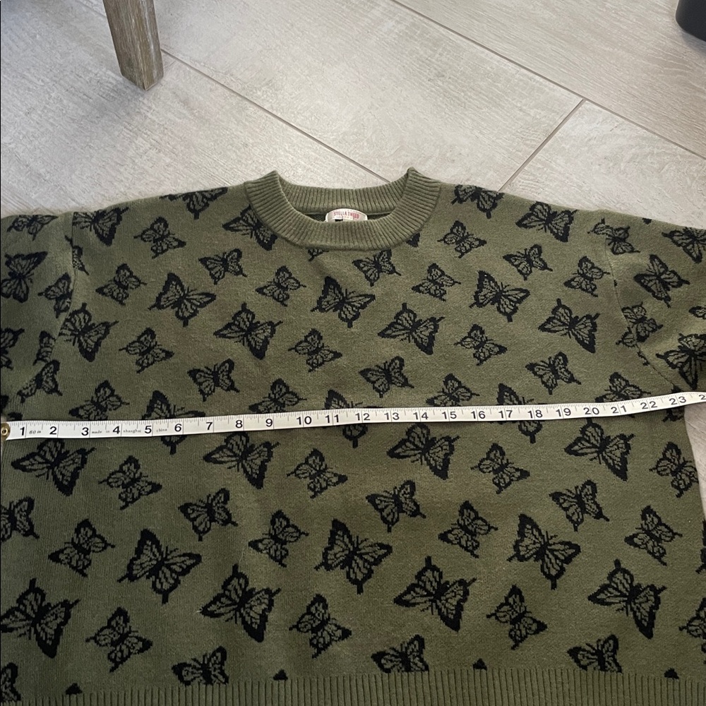 Stella Tweed Olive Green Butterfly Sweater - Picture 5 of 5